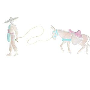 Vintage Man and Mule Mexican Southwest Wall Plaque Decor